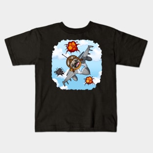 Pugtop Gun: The High-Flying Jet Fighter Pug Kids T-Shirt